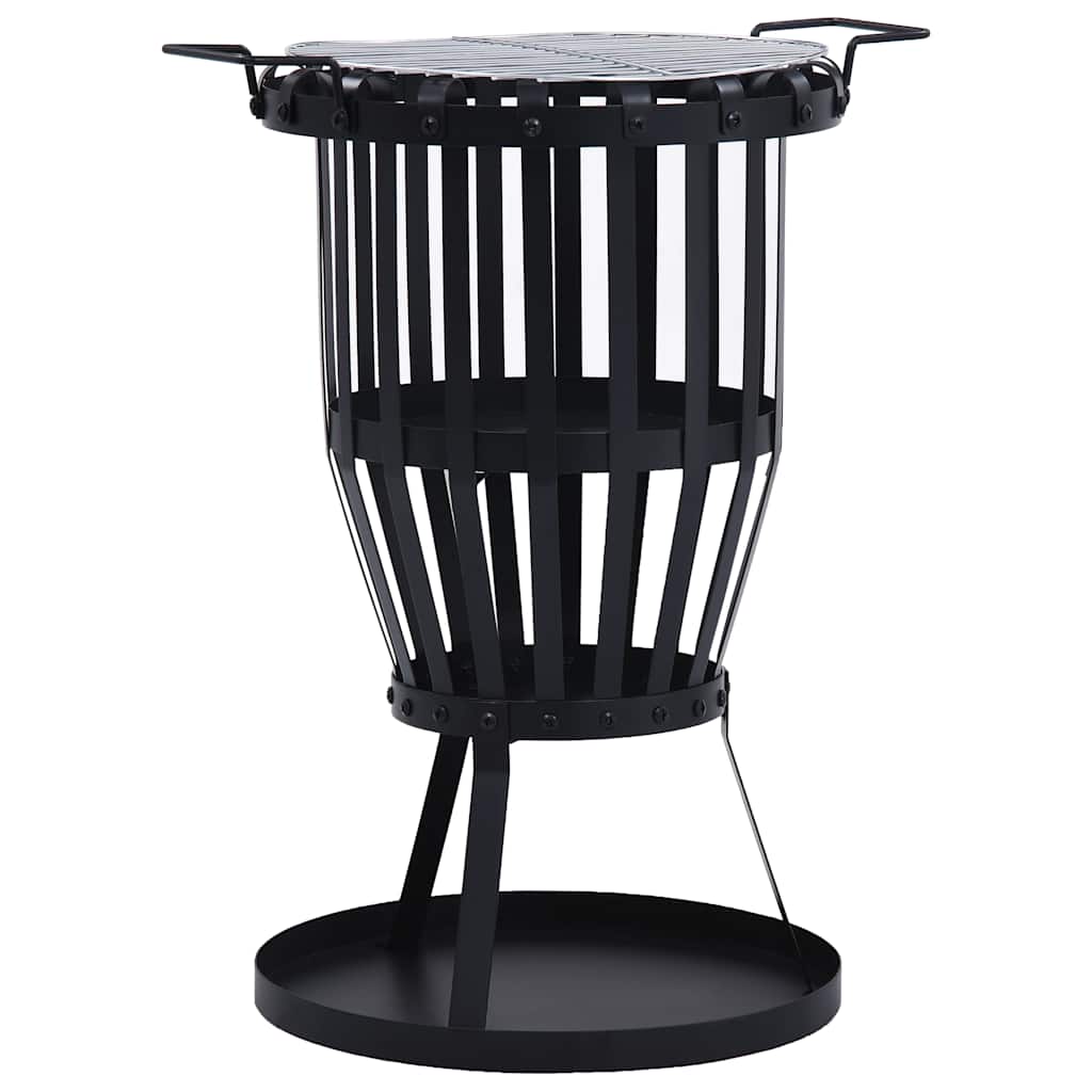 8719883765617_g_en_hd_1 vidaXL Garden Fire Pit Basket with BBQ Grill Steel 47.5 cm - Image 2