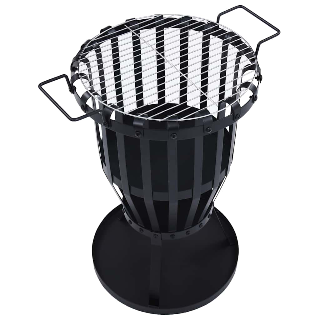 8719883765617_g_en_hd_2 vidaXL Garden Fire Pit Basket with BBQ Grill Steel 47.5 cm - Image 3