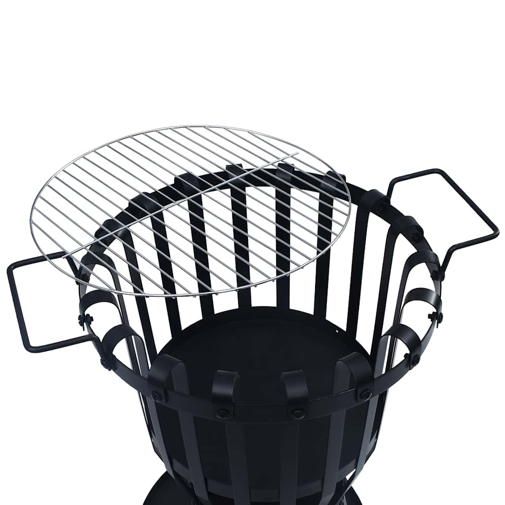 8719883765617_g_en_hd_3 vidaXL Garden Fire Pit Basket with BBQ Grill Steel 47.5 cm - Image 4