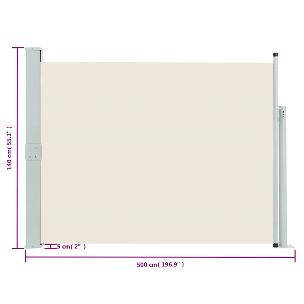 8719883766324_g_en_hd_2 vidaXL Patio Retractable Side Awning 140x500 cm Cream - Image 4