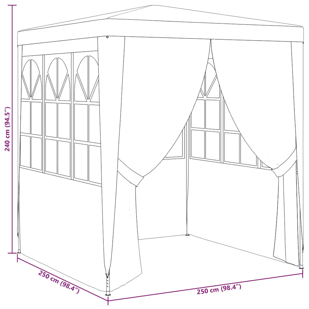 8719883767628_g_en_hd_8 vidaXL Professional Party Tent with Side Walls 2.5x2.5 m Blue 90 g/m² - Image 10