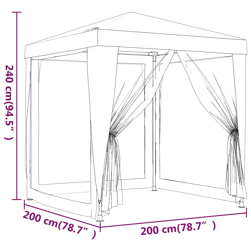 8719883767635_g_en_hd_5 vidaXL Party Tent with 4 Mesh Sidewalls 2x2 m White - Image 7