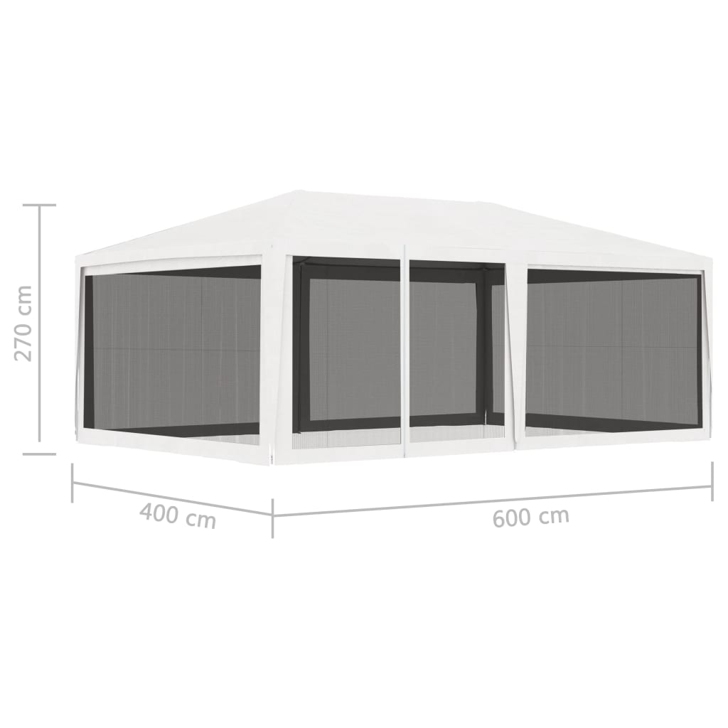 8719883767666_g_en_hd_8 vidaXL Party Tent with 4 Mesh Sidewalls 4x6 m White - Image 9