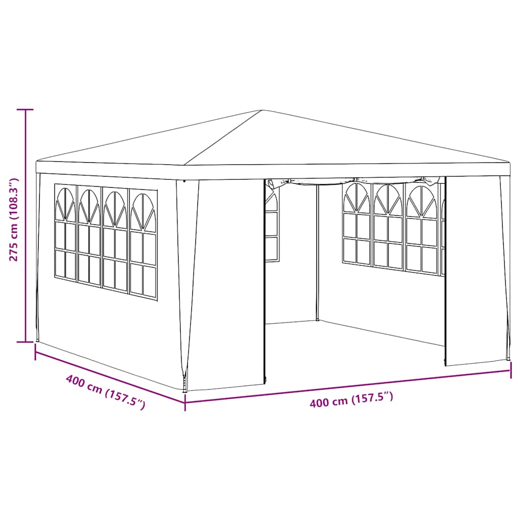 8719883767680_g_en_hd_8 vidaXL Professional Party Tent with Side Walls 4x4 m White 90 g/m² - Image 10