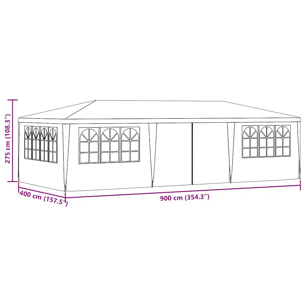 8719883767727_g_en_hd_8 vidaXL Professional Party Tent with Side Walls 4x9 m White 90 g/m² - Image 10