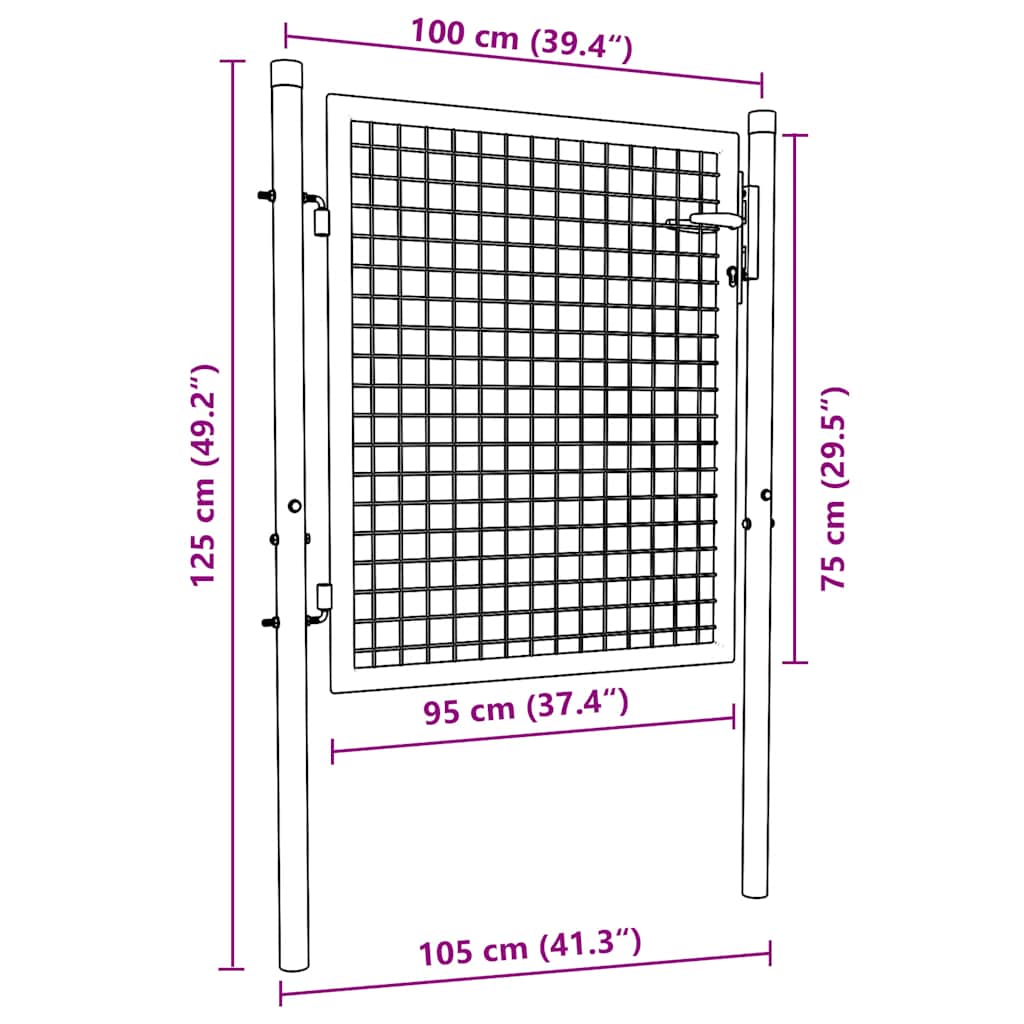 8719883768984_g_en_hd_5 vidaXL Fence Gate Steel 100x75 cm Green - Image 7