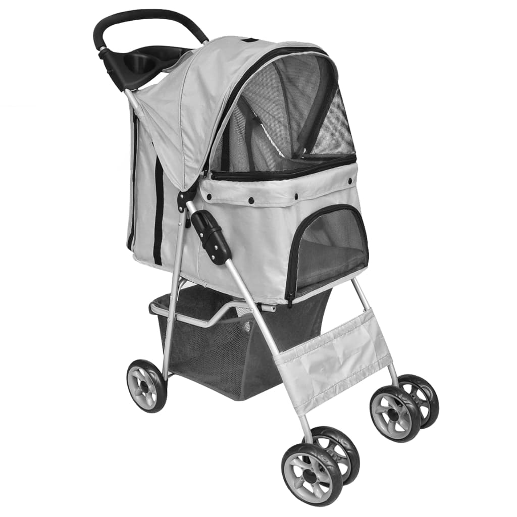 8719883769684_a_en_hd_1 vidaXL Folding Pet Stroller Dog/Cat Travel Carrier Grey - Image 1