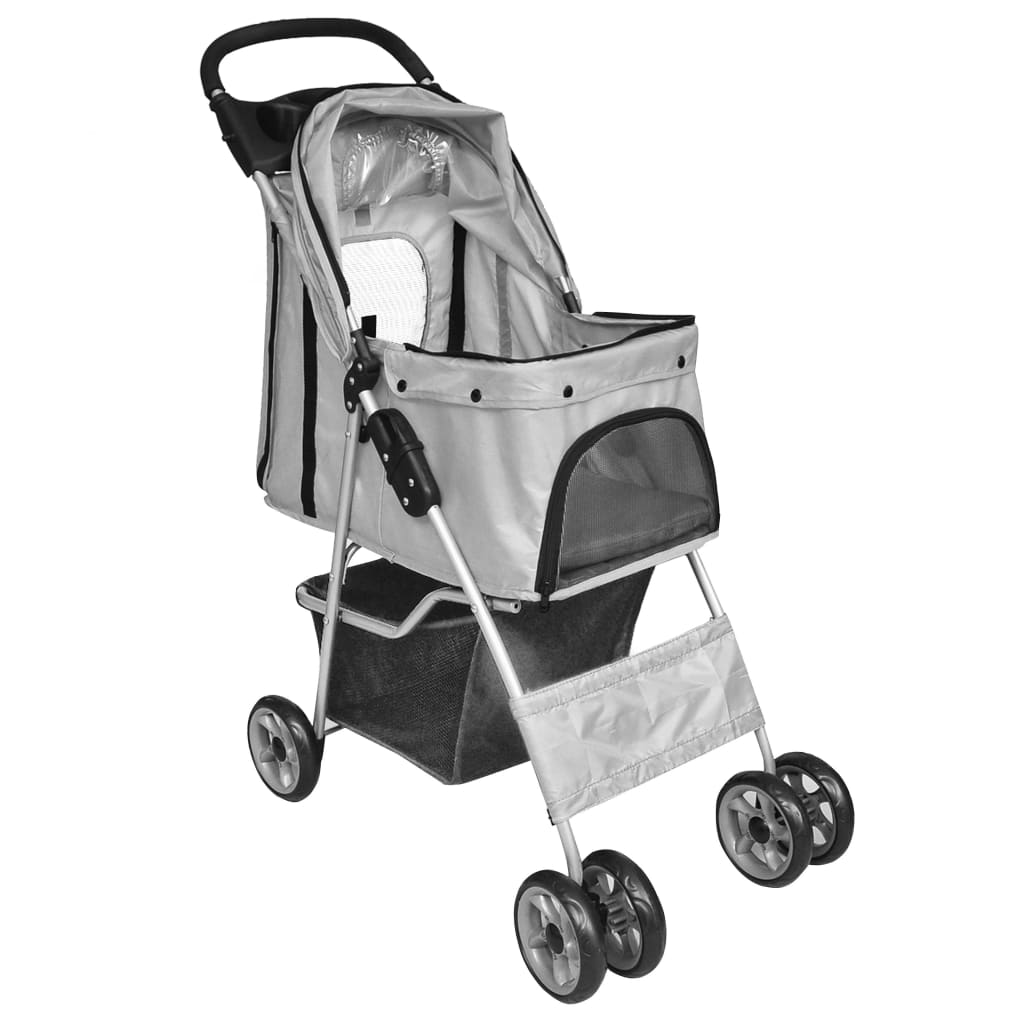 8719883769684_g_en_hd_1 vidaXL Folding Pet Stroller Dog/Cat Travel Carrier Grey - Image 2