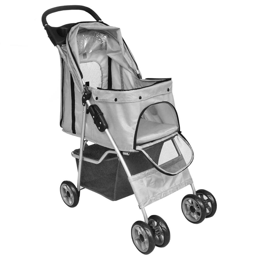 8719883769684_g_en_hd_2 vidaXL Folding Pet Stroller Dog/Cat Travel Carrier Grey - Image 3