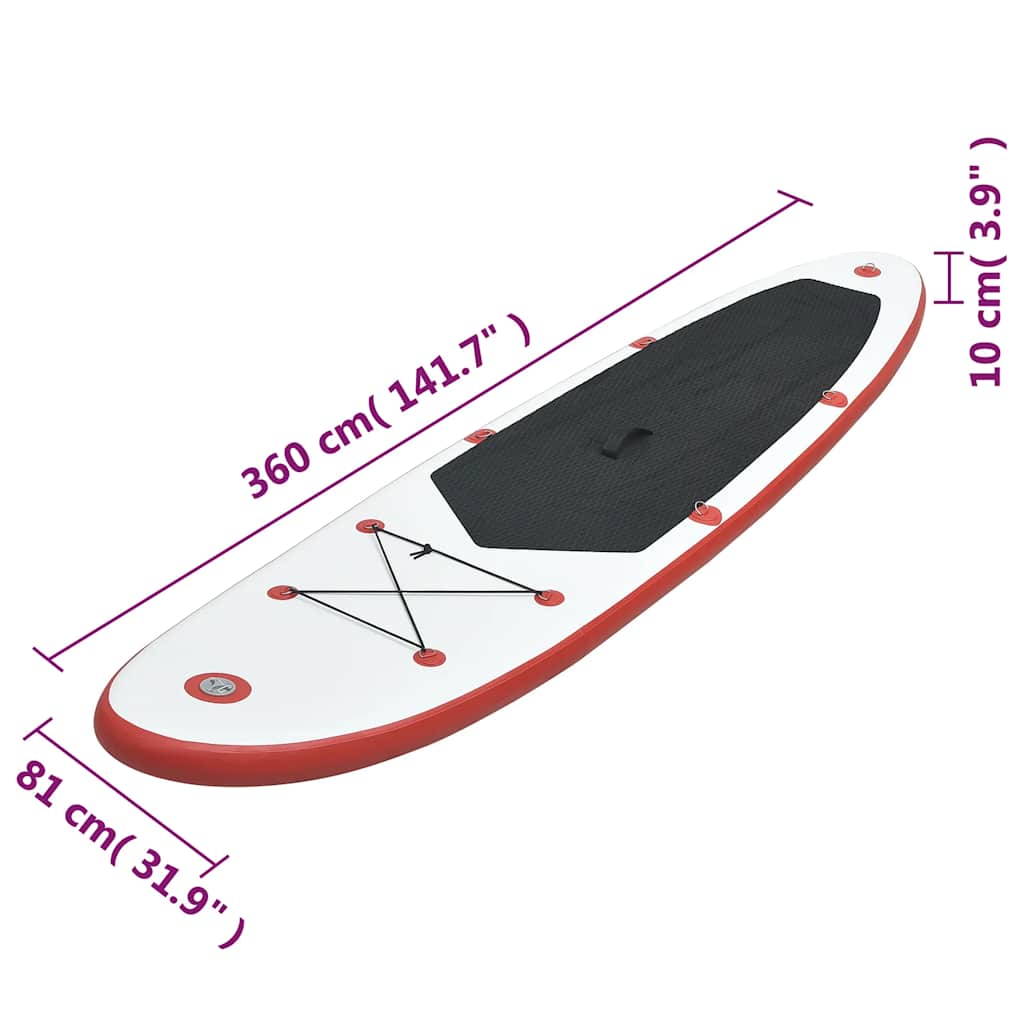 8719883769691_g_en_hd_7 vidaXL Stand Up Paddle Board Set SUP Surfboard Inflatable Red and White - Image 8