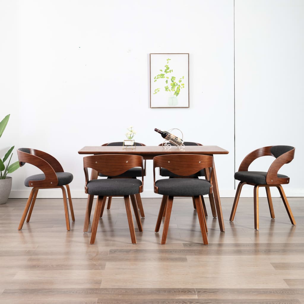8719883784397_m_en_hd_1 vidaXL Dining Chairs 6 pcs Dark Grey Bent Wood and Fabric - Image 1