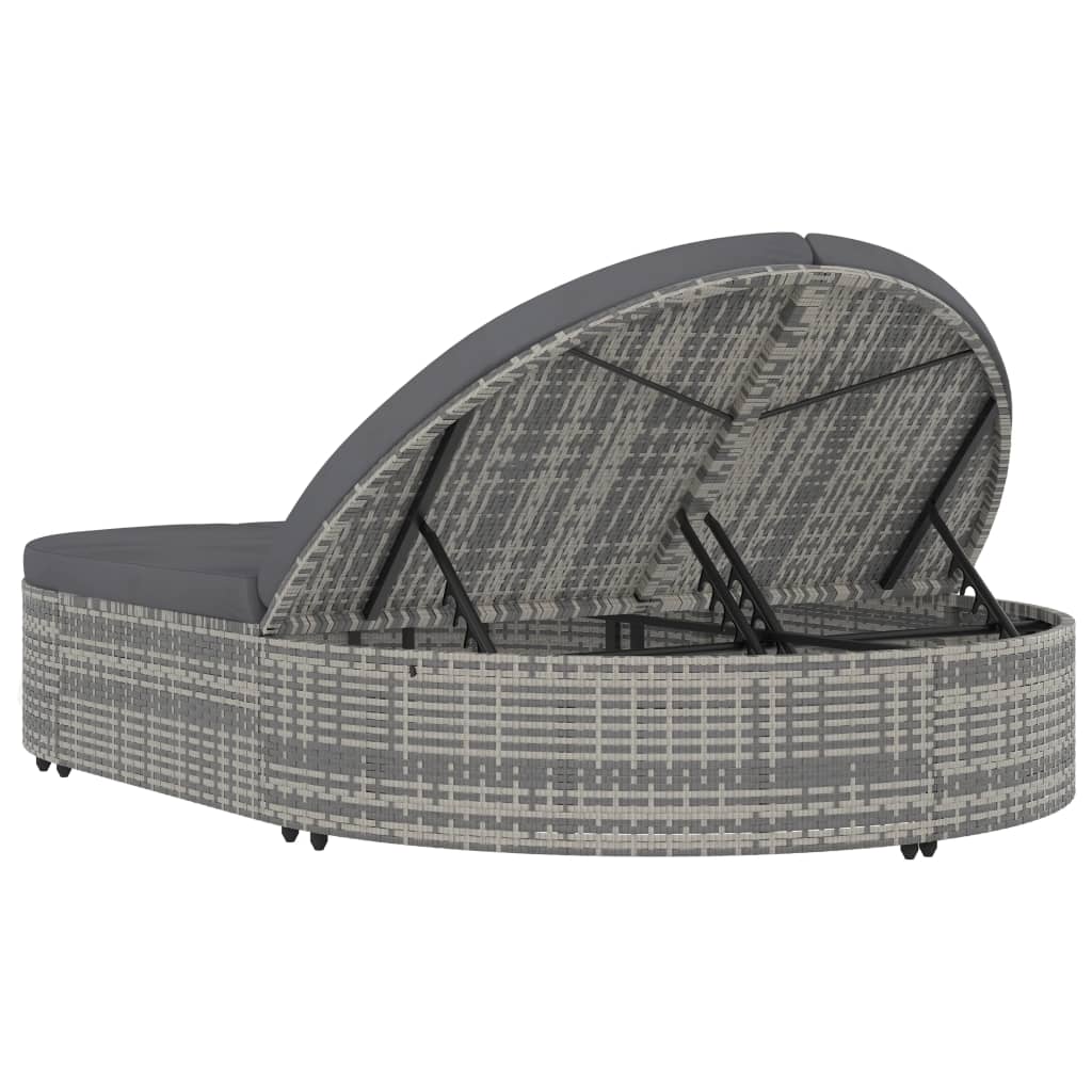 8719883785981_g_en_hd_4 vidaXL 2-Person Sun Lounger with Cushions Poly Rattan Grey - Image 6