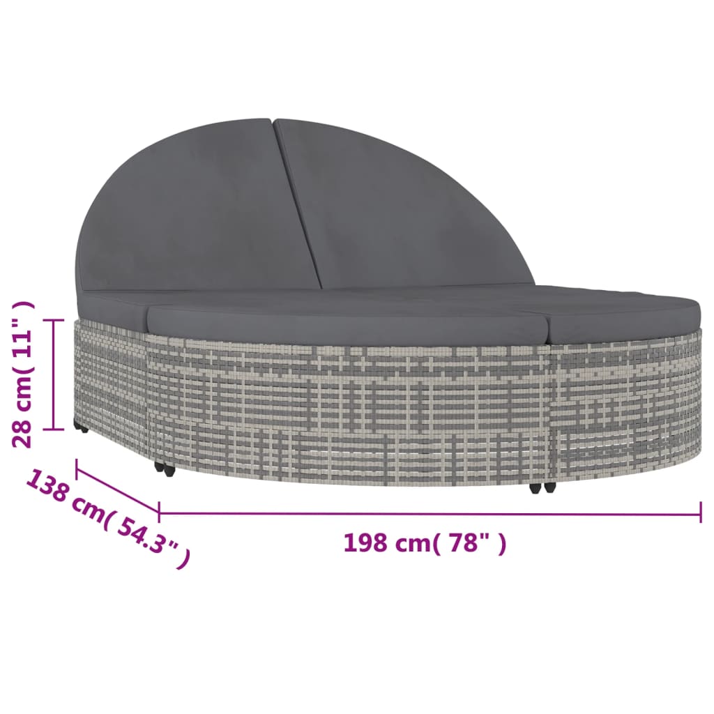 8719883785981_g_en_hd_6 vidaXL 2-Person Sun Lounger with Cushions Poly Rattan Grey - Image 8