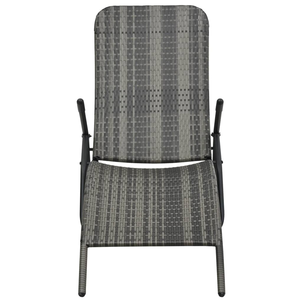 8719883785998_g_en_hd_1 vidaXL Folding Sun Lounger Poly Rattan Grey - Image 2