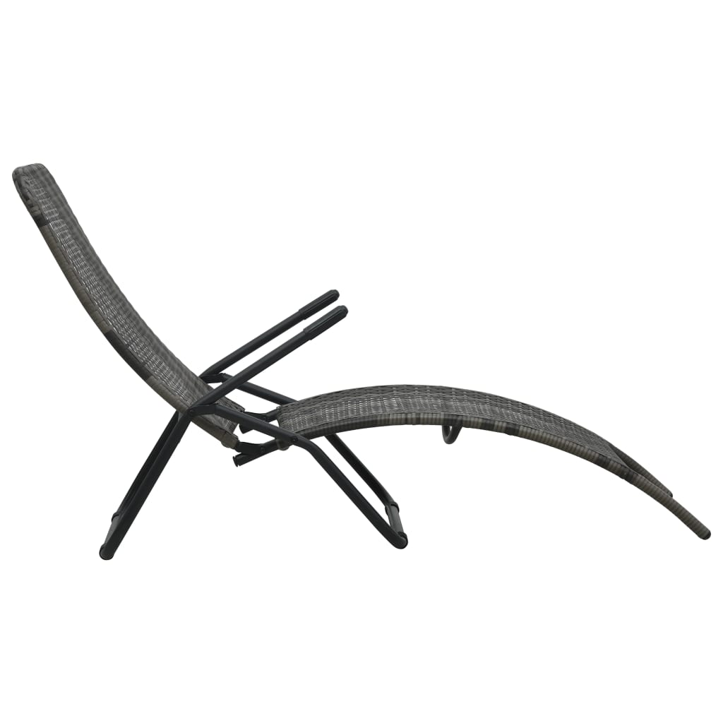 8719883785998_g_en_hd_2 vidaXL Folding Sun Lounger Poly Rattan Grey - Image 3