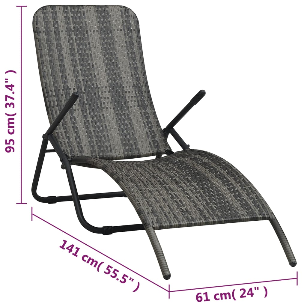 8719883785998_g_en_hd_6 vidaXL Folding Sun Lounger Poly Rattan Grey - Image 7