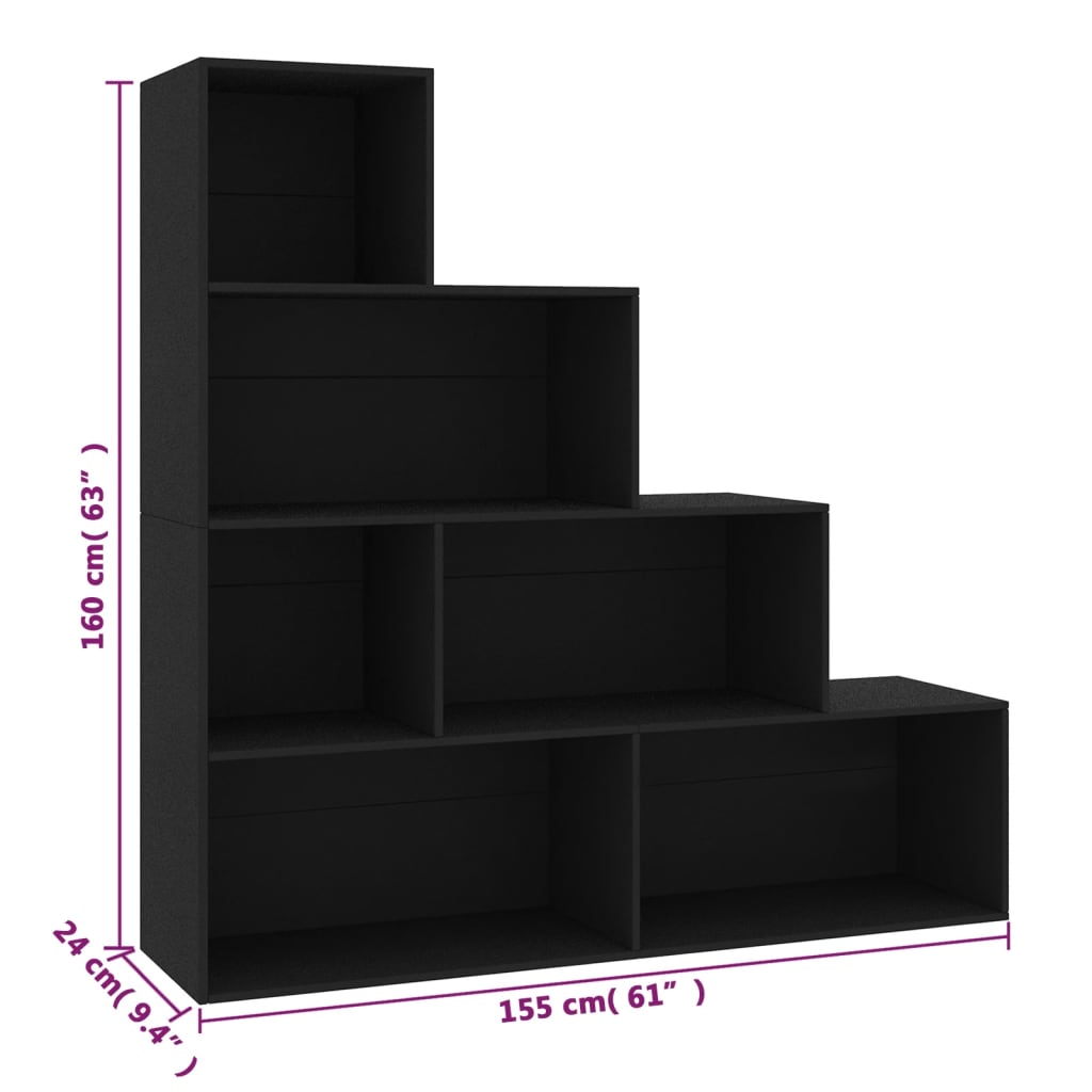 8719883786070_g_en_hd_4 vidaXL Book Cabinet/Room Divider Black 155x24x160 cm Engineered Wood - Image 7