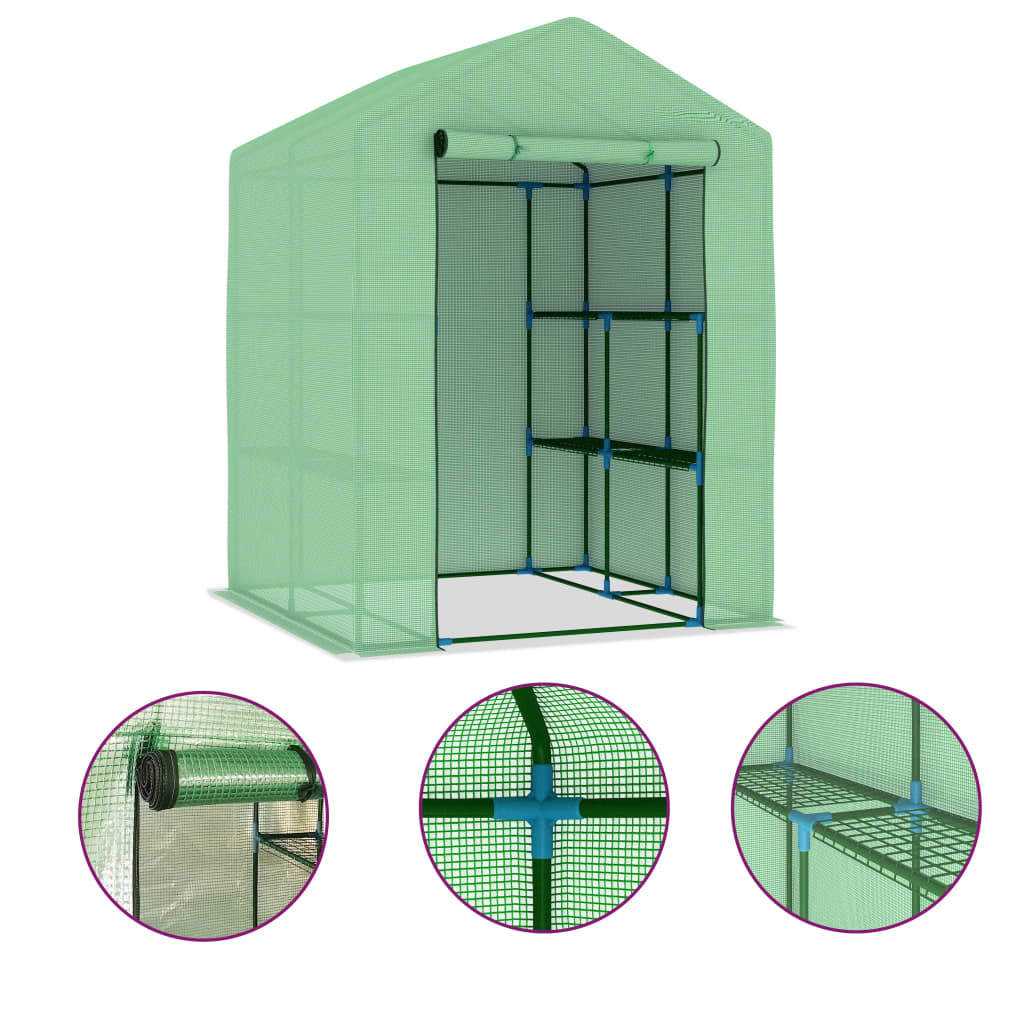 8719883796284_a_en_hd_1 vidaXL Greenhouse with Shelves Steel 143x143x195 cm - Image 2