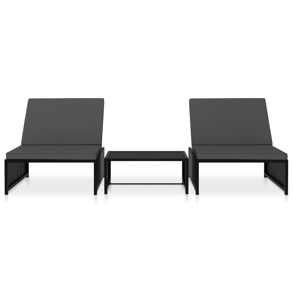 8719883796680_g_en_hd_1 vidaXL Reclining Garden Chairs 2 pcs with Table Black Poly Rattan - Image 2