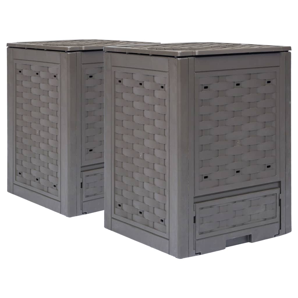8719883796734_a_en_hd_1 vidaXL Garden Composters 2 pcs Brown 60x60x83 cm 600 L Plastic Rattan - Image 1