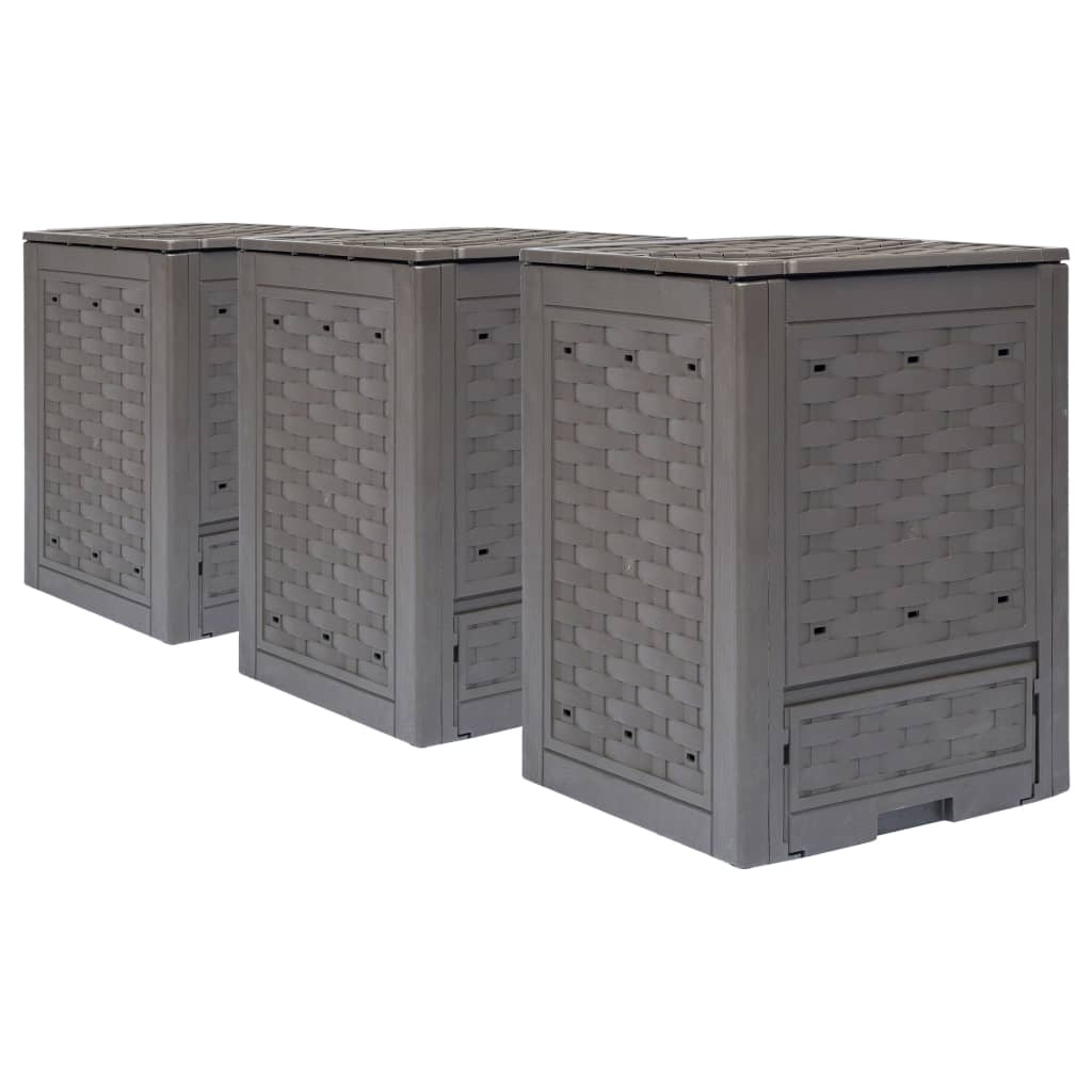 8719883796741_a_en_hd_1 vidaXL Garden Composters 3 pcs Brown 60x60x83 cm 900 L Plastic Rattan - Image 1