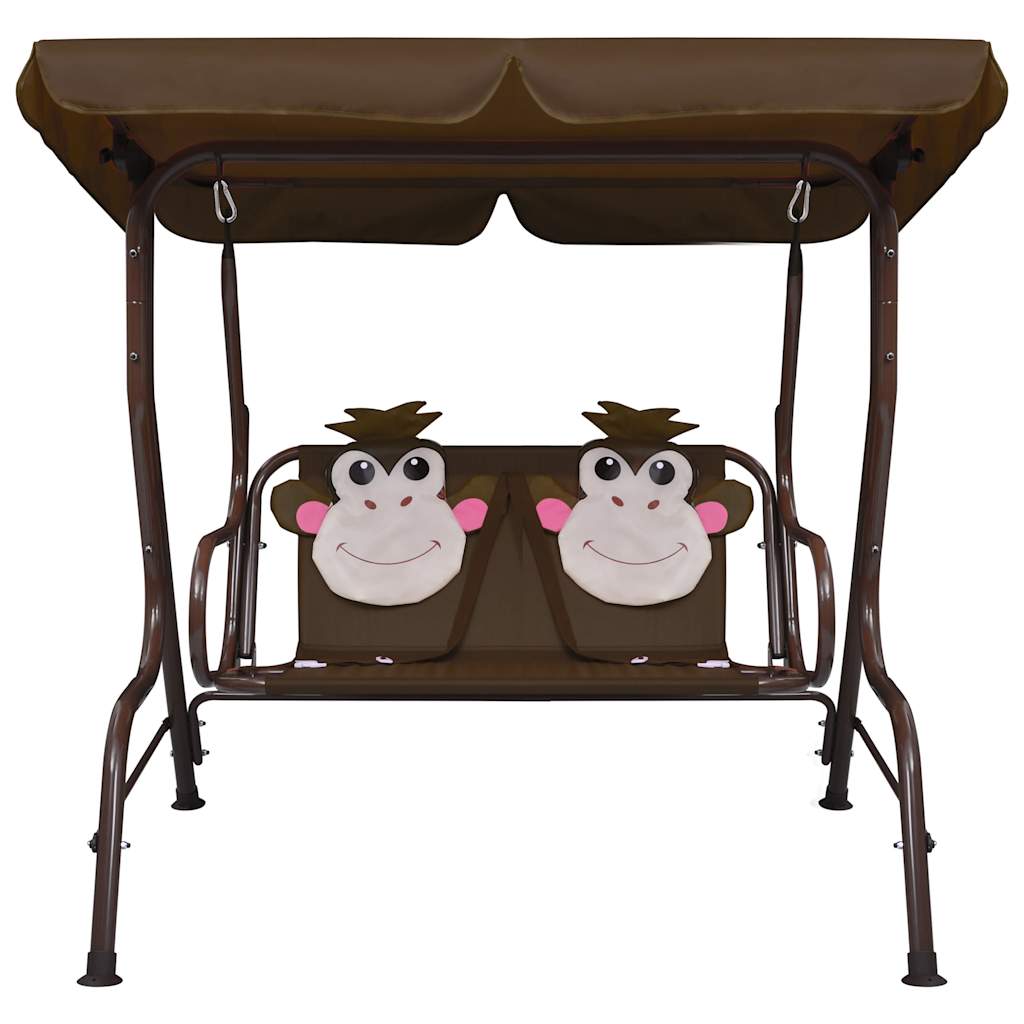 8719883798202_g_en_hd_1 vidaXL Kids Swing Bench Brown 115x75x110 cm Fabric - Image 2