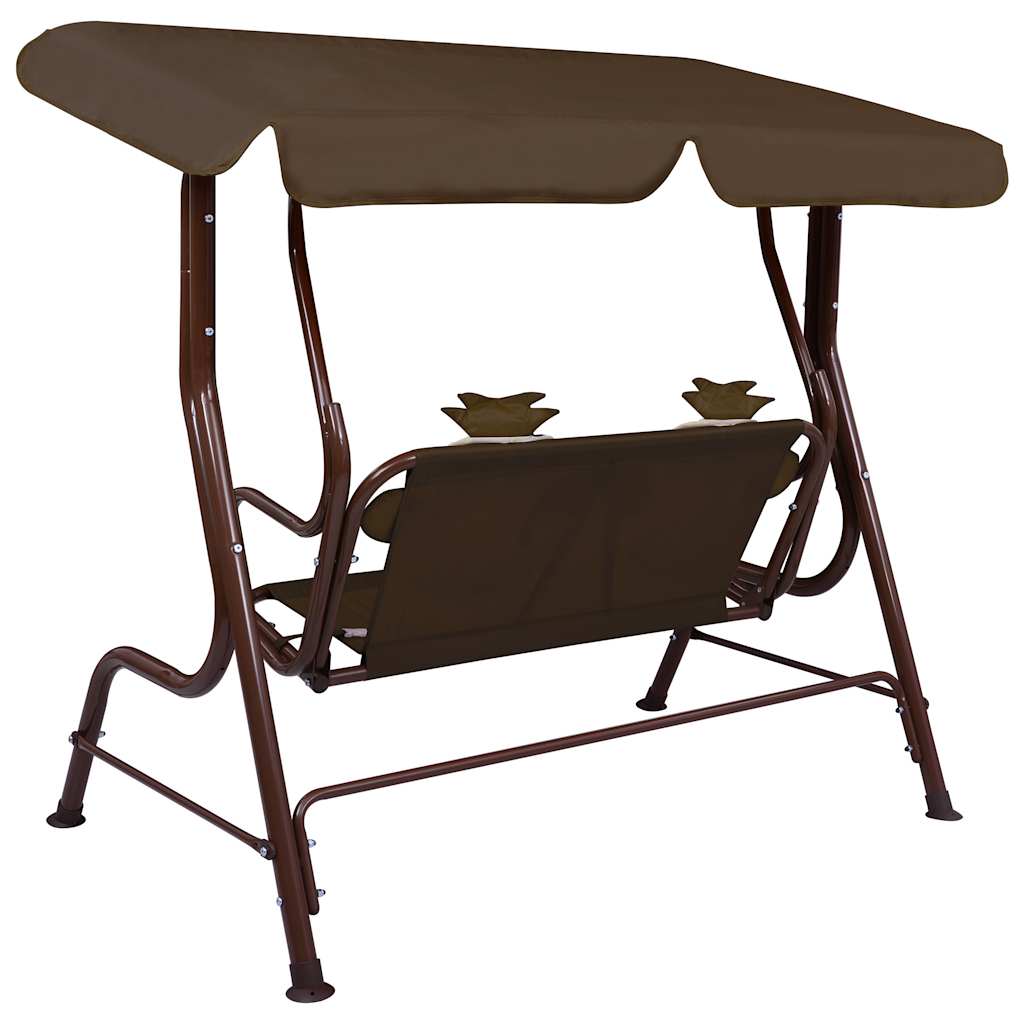 8719883798202_g_en_hd_3 vidaXL Kids Swing Bench Brown 115x75x110 cm Fabric - Image 4