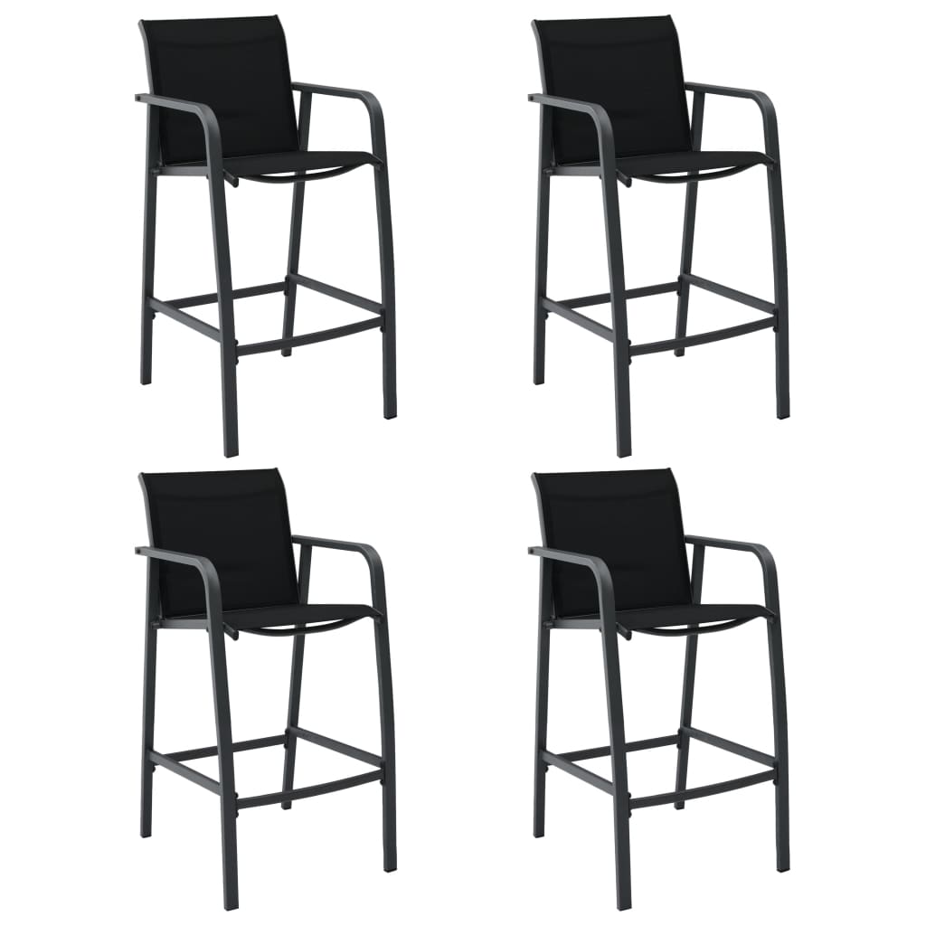 vidaXL Garden Bar Chairs 4 pcs Black Textilene