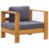 vidaXL 4 Piece Garden Lounge Set with Cushions Grey Solid Acacia Wood - Image 2