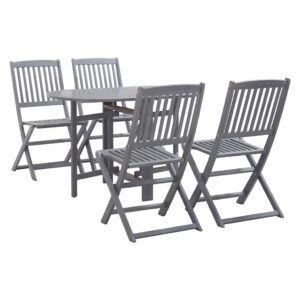 vidaXL 5 Piece Garden Dining Set Solid Wood Acacia Grey