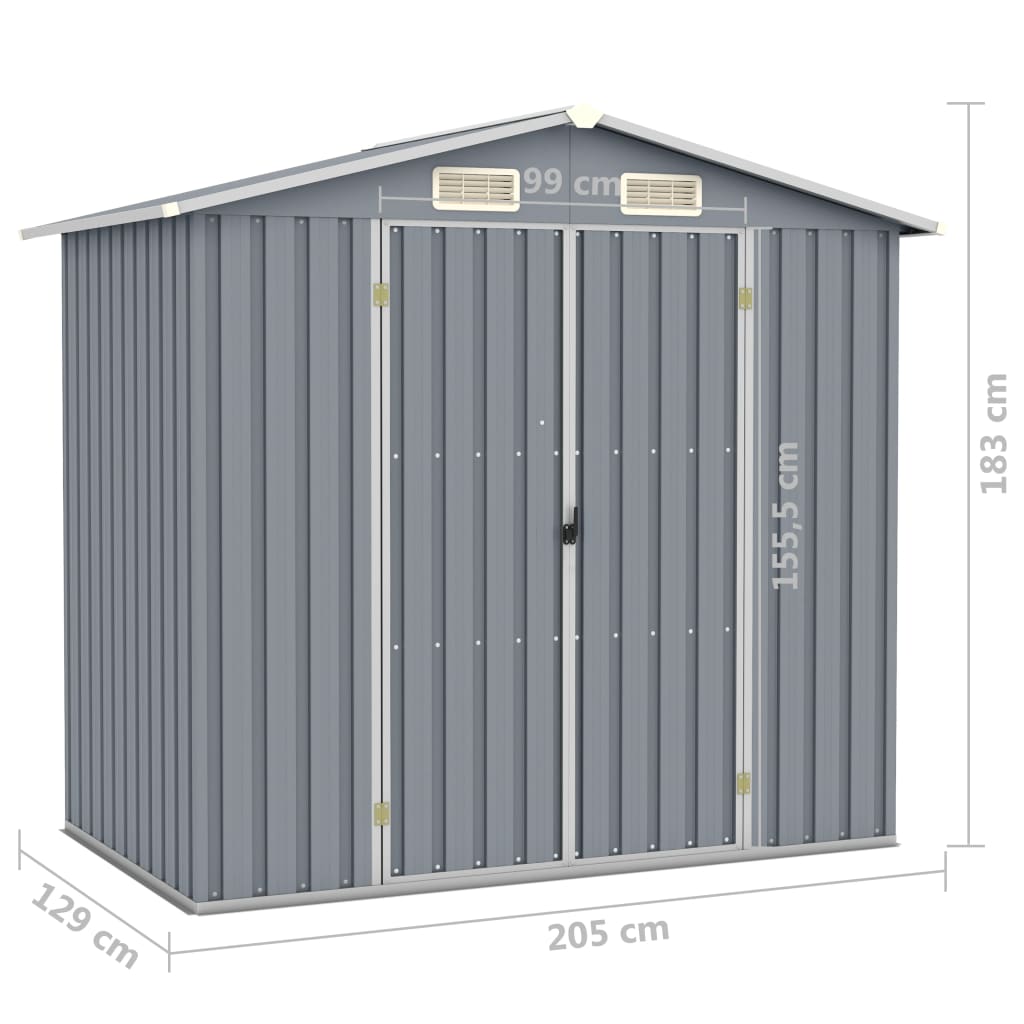 8719883811482_g_en_hd_6 vidaXL Garden Shed Grey 205x129x183 cm Galvanised Steel - Image 7