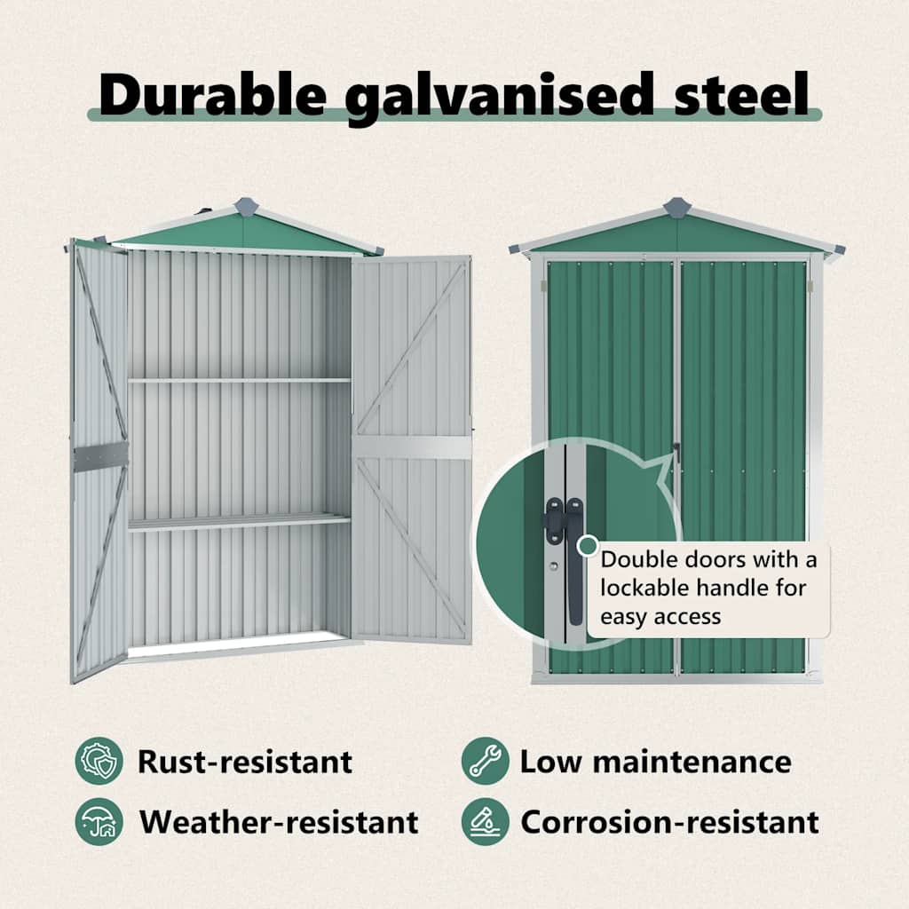 8719883811512_g_en_hd_7 vidaXL Garden Shed Green 116x45x175 cm Galvanised Steel - Image 9