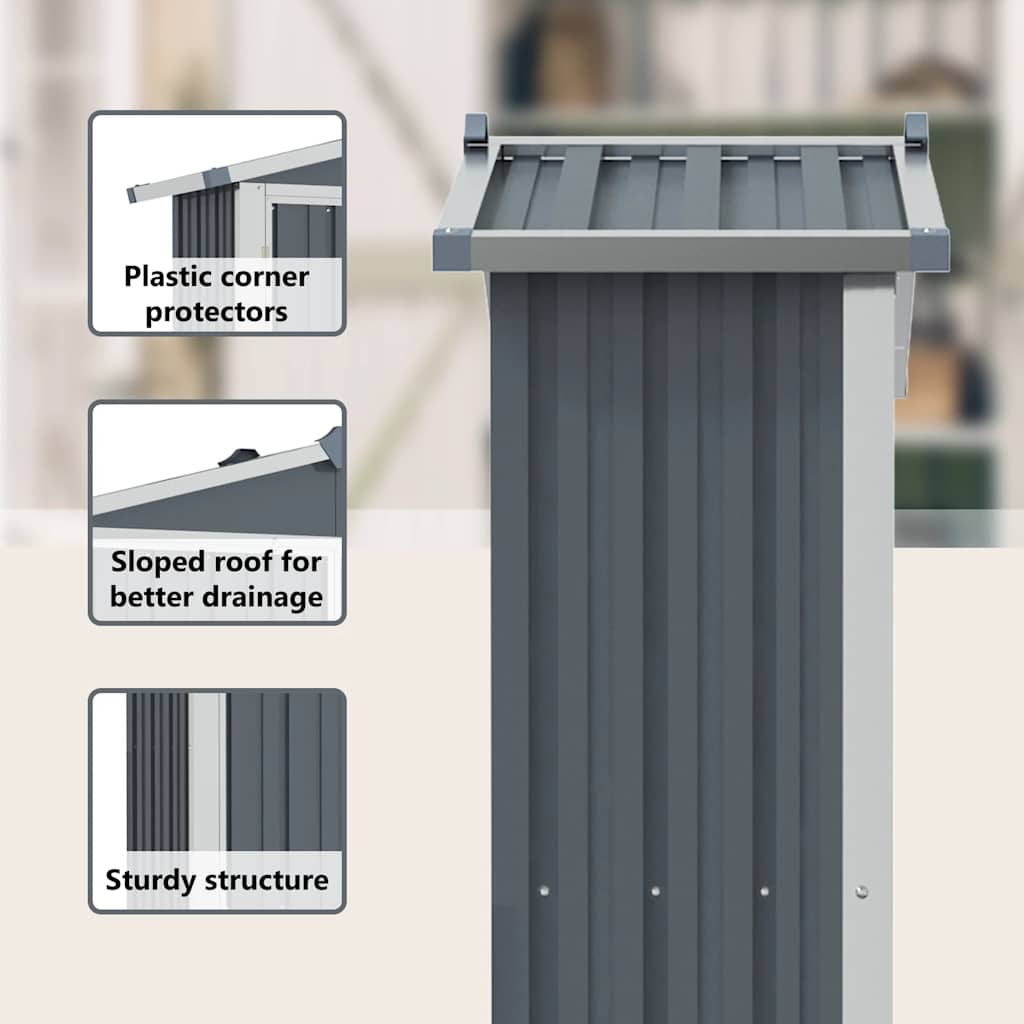 8719883811529_g_en_hd_9 vidaXL Garden Shed Grey 116x45x175 cm Galvanised Steel - Image 11