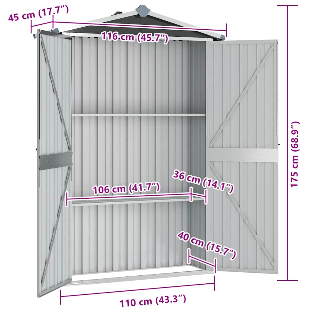 8719883811536_g_en_hd_6 vidaXL Garden Shed Anthracite 116x45x175 cm Galvanised Steel - Image 8