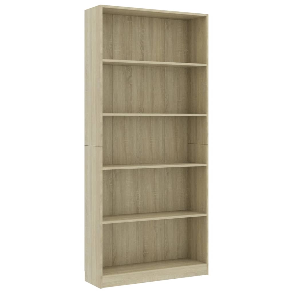 8719883815343_a_en_hd_1 vidaXL 5-Tier Book Cabinet Sonoma Oak 80x24x175 cm Engineered Wood - Image 2