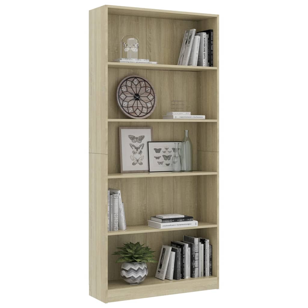 8719883815343_g_en_hd_1 vidaXL 5-Tier Book Cabinet Sonoma Oak 80x24x175 cm Engineered Wood - Image 4