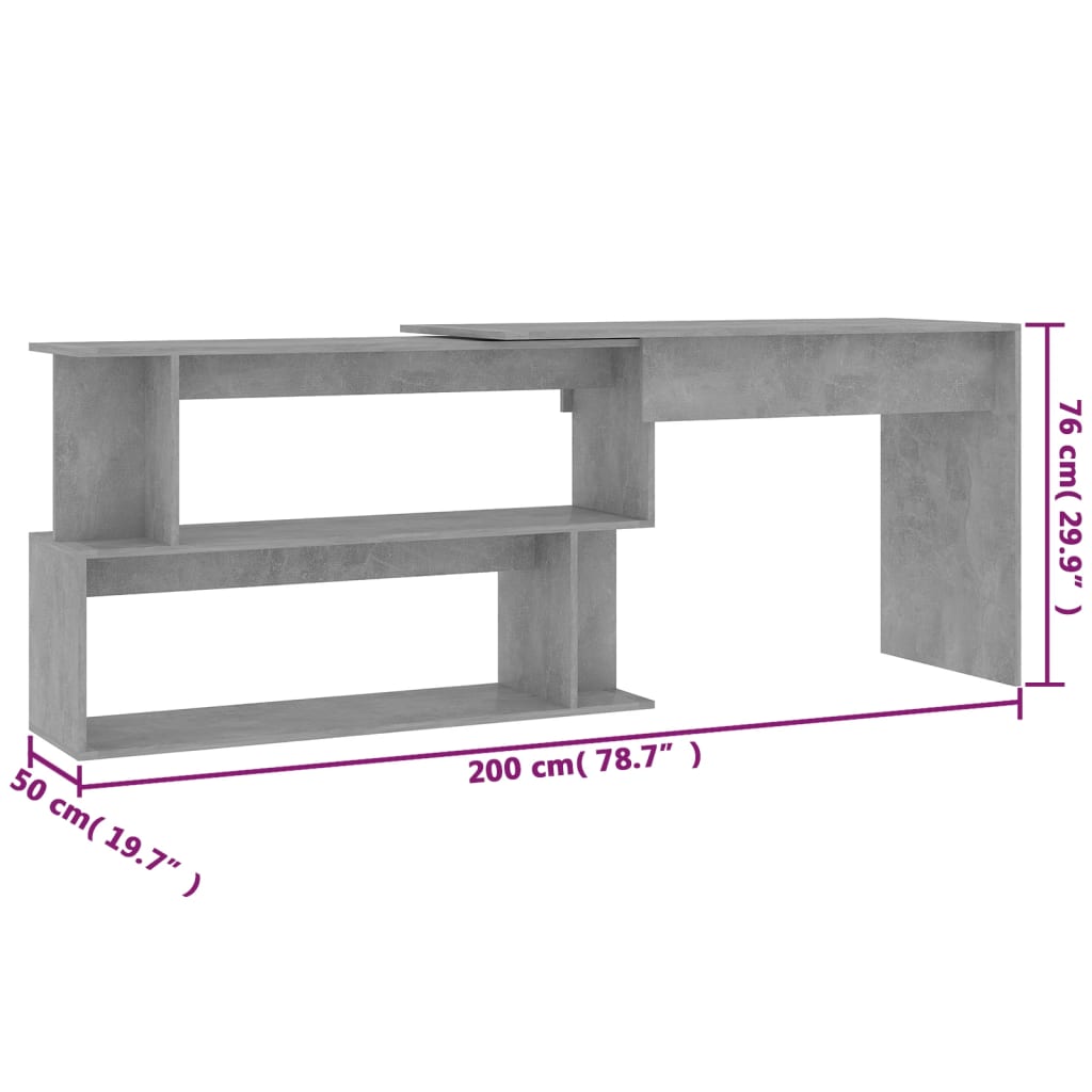 8719883816883_g_en_hd_5 vidaXL Corner Desk Concrete Grey 200x50x76 cm Engineered Wood - Image 8