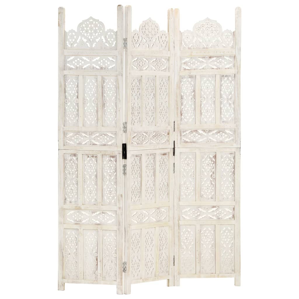 8719883817859_a_en_hd_1 vidaXL Hand carved 3-Panel Room Divider White 120x165 cm Solid Mango Wood - Image 1