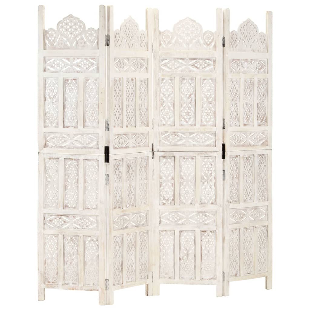 8719883817866_a_en_hd_1 vidaXL Hand carved 4-Panel Room Divider White 160x165 cm Solid Mango Wood - Image 1