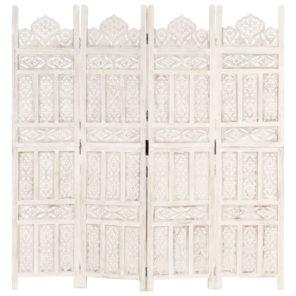 8719883817866_g_en_hd_5 vidaXL Hand carved 4-Panel Room Divider White 160x165 cm Solid Mango Wood - Image 6