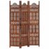 vidaXL Hand Carved 3-Panel Room Divider Brown 120x165 cm Solid Mango Wood