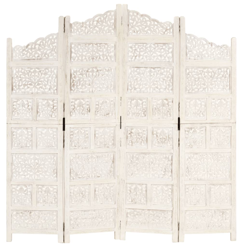 8719883817941_g_en_hd_5 vidaXL Hand carved 4-Panel Room Divider White 160x165 cm Solid Mango Wood - Image 6