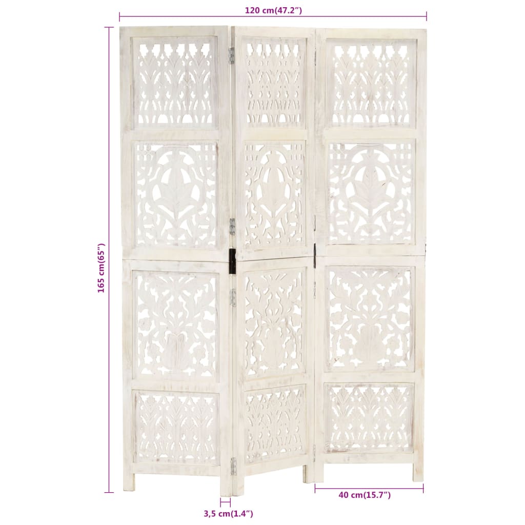 8719883817972_g_en_hd_6 vidaXL Hand Carved 3-Panel Room Divider White 120x165 cm Solid Mango Wood - Image 7