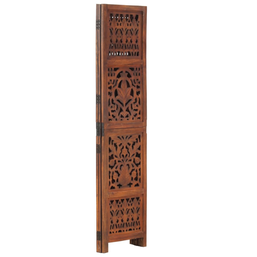 8719883818016_g_en_hd_1 vidaXL Hand Carved 3-Panel Room Divider Brown 120x165 cm Solid Mango Wood - Image 2