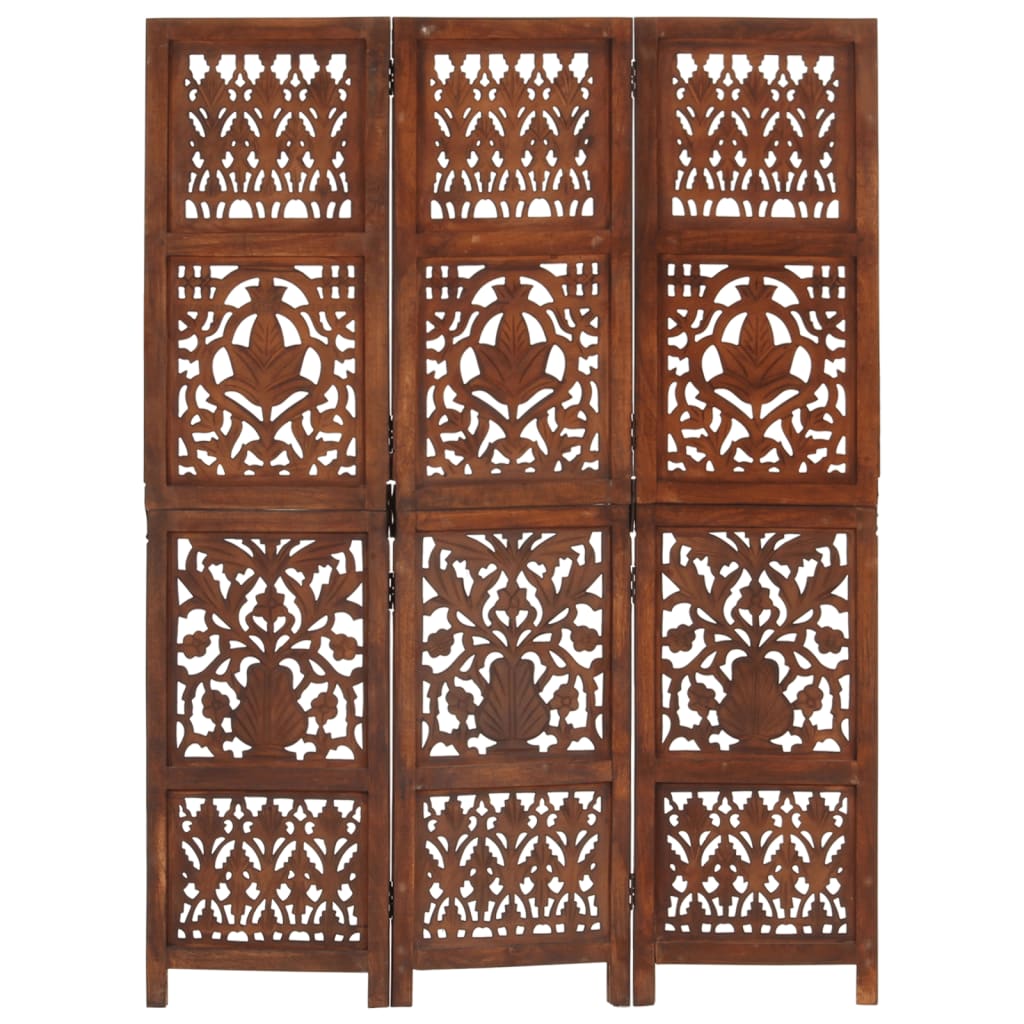 8719883818016_g_en_hd_5 vidaXL Hand Carved 3-Panel Room Divider Brown 120x165 cm Solid Mango Wood - Image 6