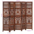 vidaXL Hand Carved 5-Panel Room Divider Brown 200x165 cm Solid Mango Wood - Image 7