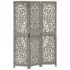 vidaXL Hand carved 3-Panel Room Divider Grey 120x165 cm Solid Mango Wood