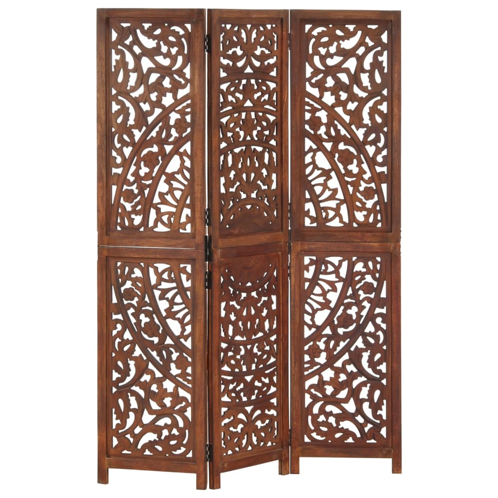 8719883818054_a_en_hd_1 vidaXL Hand carved 3-Panel Room Divider Brown 120x165 cm Solid Mango Wood - Image 1