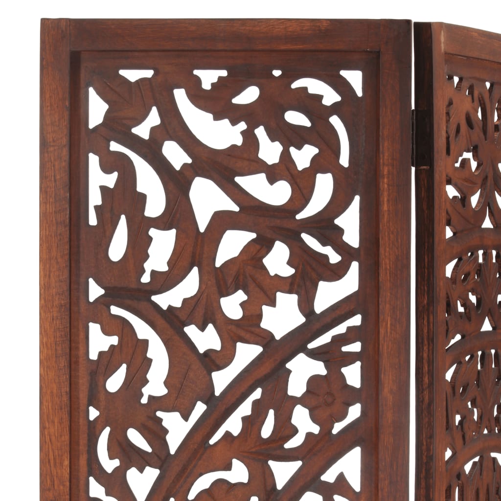 8719883818054_g_en_hd_2 vidaXL Hand carved 3-Panel Room Divider Brown 120x165 cm Solid Mango Wood - Image 3