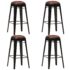 vidaXL Bar Stools 4 pcs Black Real Leather